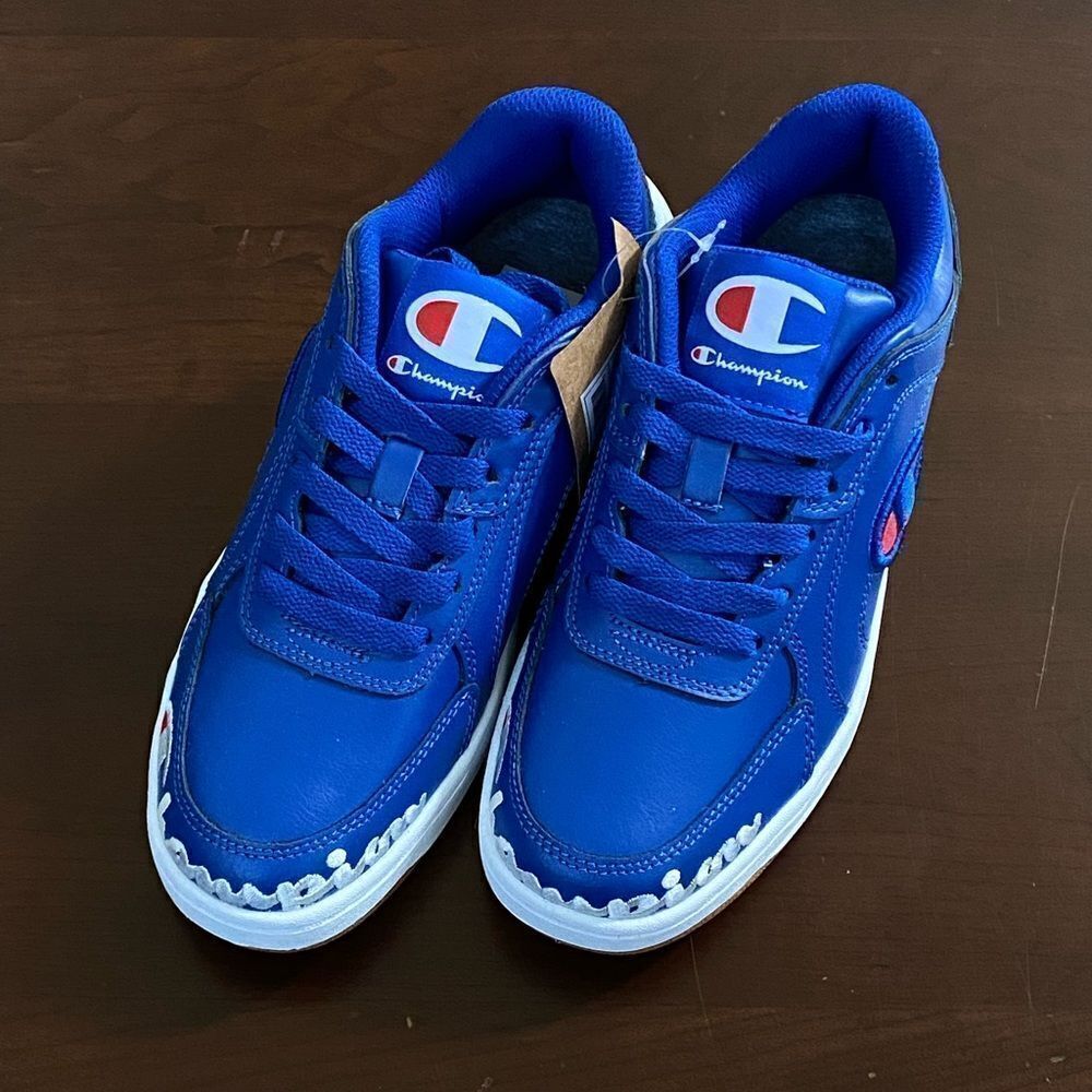 NWT Champion Super C Court Leather Shoe Blue Youth